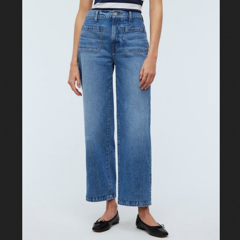 Madewell The Emmett Wide-Leg Full Length Jean: Patch Pocket Edition